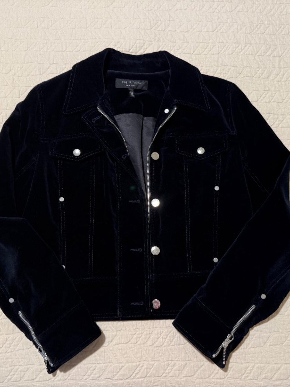 rag & bone Black Velvet Button-Front Jacket